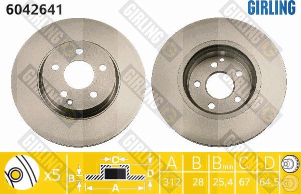 Girling 6042641 - Тормозной диск autospares.lv