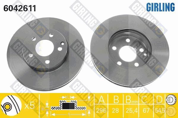 Girling 6042611 - Тормозной диск autospares.lv