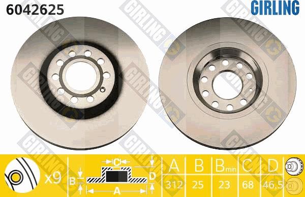 Girling 6042625 - Тормозной диск autospares.lv