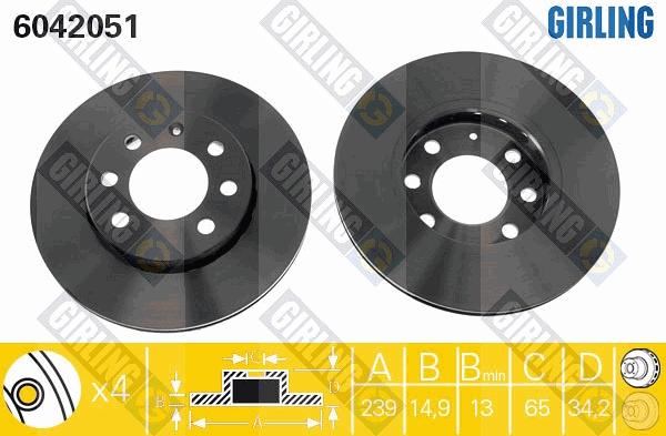 Girling 6042051 - Тормозной диск autospares.lv