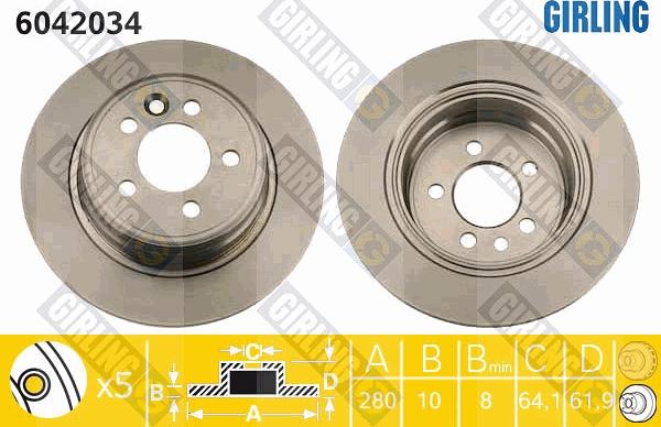 Girling 6042034 - Тормозной диск autospares.lv