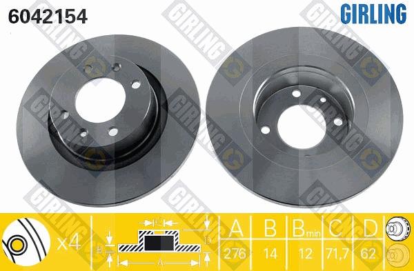 Girling 6042154 - Тормозной диск autospares.lv