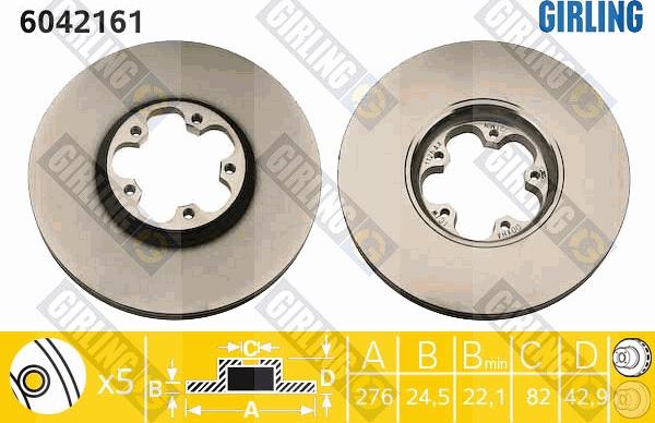 Girling 6042161 - Тормозной диск autospares.lv