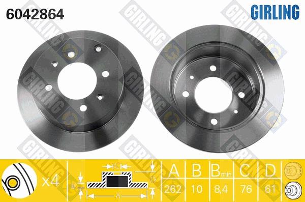 Girling 6042864 - Тормозной диск autospares.lv