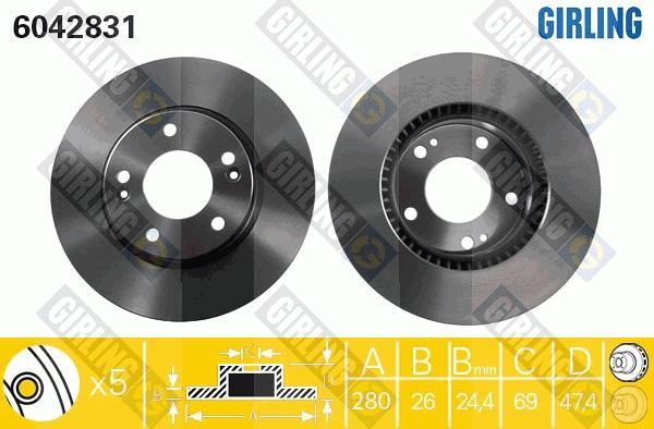 Girling 6042831 - Тормозной диск autospares.lv