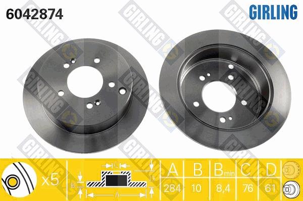 Girling 6042874 - Тормозной диск autospares.lv