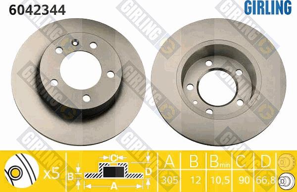 Girling 6042344 - Тормозной диск autospares.lv