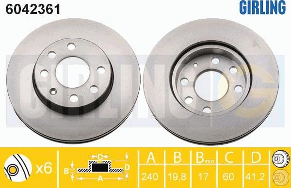 Girling 6042361 - Тормозной диск autospares.lv