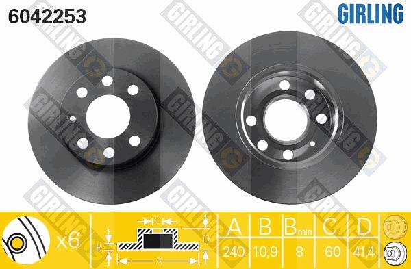 Girling 6042253 - Тормозной диск autospares.lv