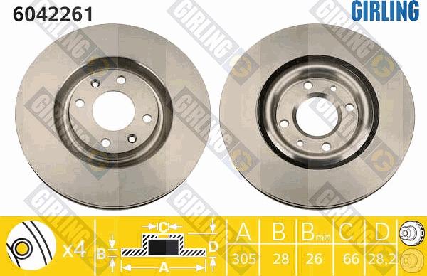 Girling 6042261 - Тормозной диск autospares.lv