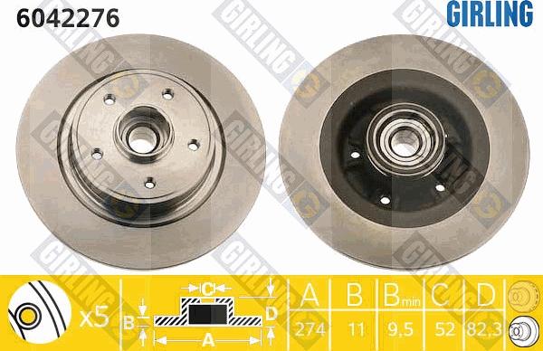 Girling 6042276 - Тормозной диск autospares.lv