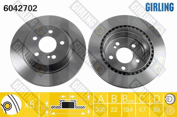 Girling 6042702 - Тормозной диск autospares.lv