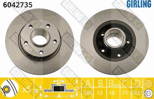 Girling 6042735 - Тормозной диск autospares.lv