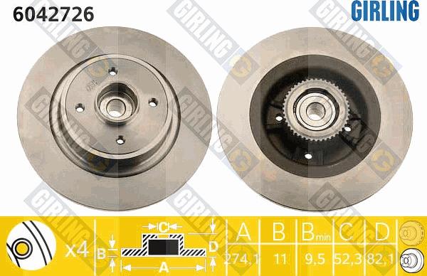 Girling 6042726 - Тормозной диск autospares.lv