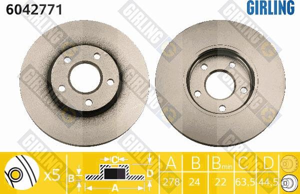 Girling 6042771 - Тормозной диск autospares.lv