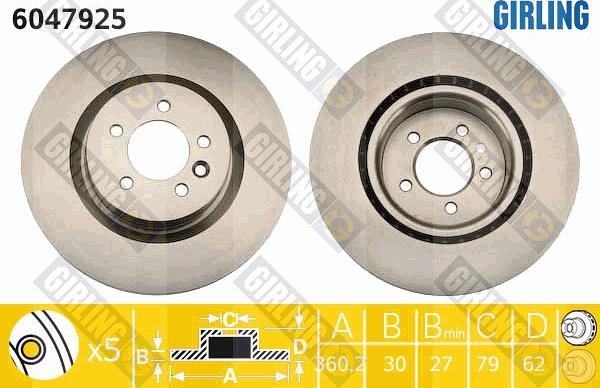 Girling 6047925 - Тормозной диск autospares.lv