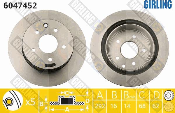 Girling 6047452 - Тормозной диск autospares.lv