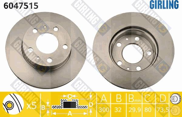 Girling 6047515 - Тормозной диск autospares.lv