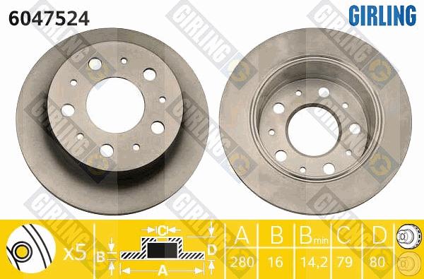 Girling 6047524 - Тормозной диск autospares.lv