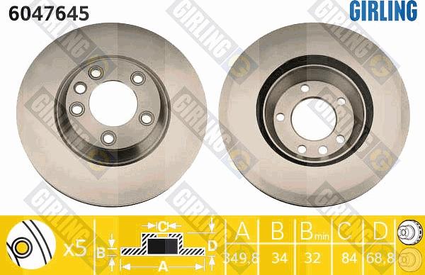 Girling 6047645 - Тормозной диск autospares.lv