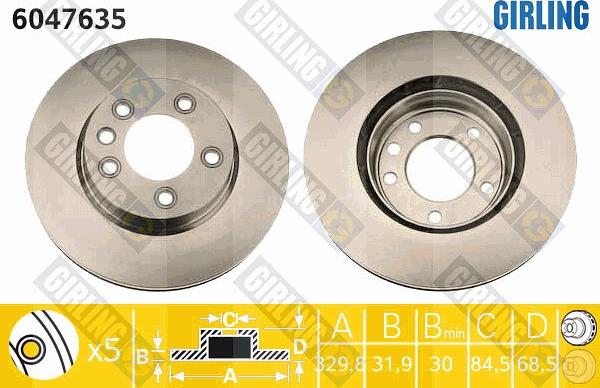 Girling 6047635 - Тормозной диск autospares.lv