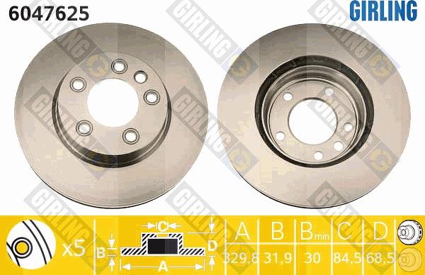 Girling 6047625 - Тормозной диск autospares.lv