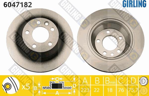 Girling 6047182 - Тормозной диск autospares.lv