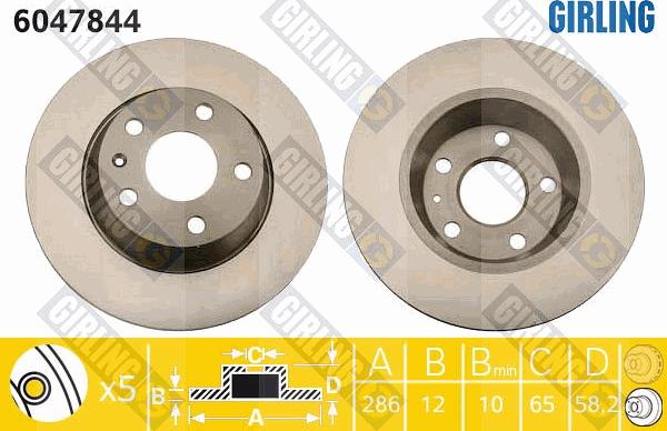 Girling 6047844 - Тормозной диск autospares.lv