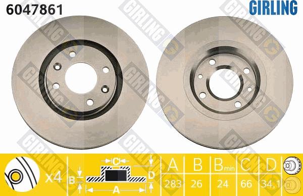 Girling 6047861 - Тормозной диск autospares.lv