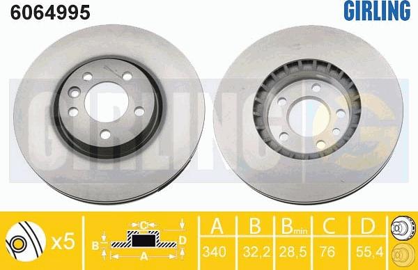 Girling 6064995 - Тормозной диск autospares.lv