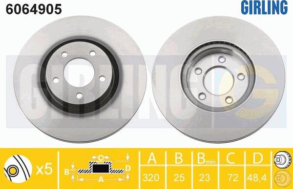 Girling 6064905 - Тормозной диск autospares.lv