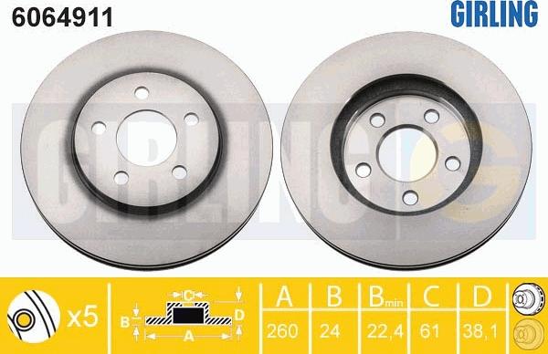 Girling 6064911 - Тормозной диск autospares.lv