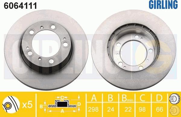 Girling 6064111 - Тормозной диск autospares.lv