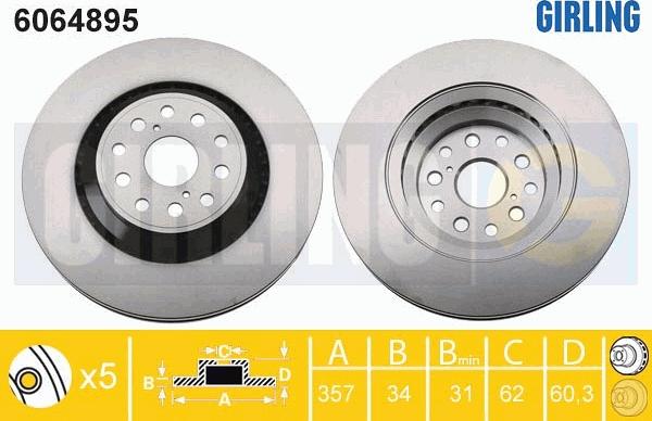 Girling 6064895 - Тормозной диск autospares.lv