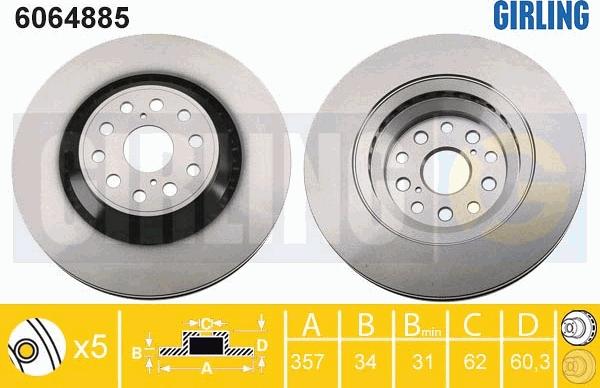 Girling 6064885 - Тормозной диск autospares.lv