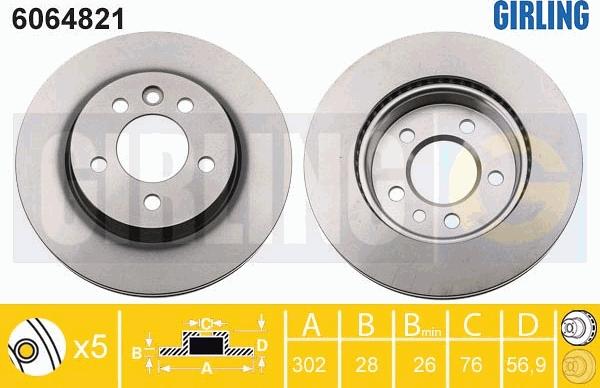 Girling 6064821 - Тормозной диск autospares.lv