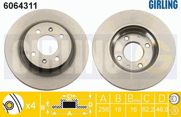 Girling 6064311 - Тормозной диск autospares.lv