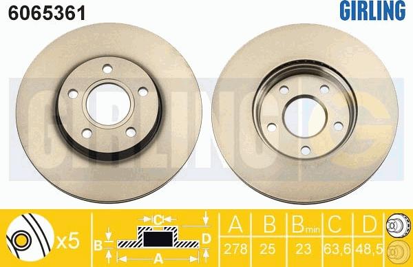 Girling 6065361 - Тормозной диск autospares.lv