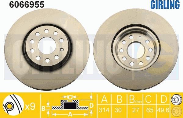 Girling 6066955 - Тормозной диск autospares.lv