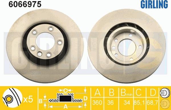 Girling 6066975 - Тормозной диск autospares.lv