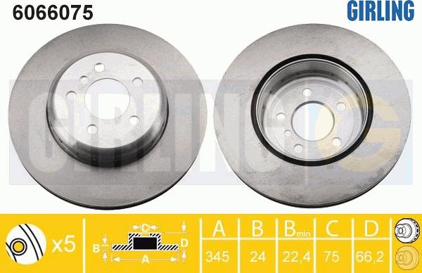 Girling 6066075 - Тормозной диск autospares.lv