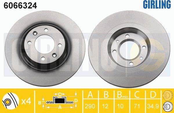 Girling 6066324 - Тормозной диск autospares.lv