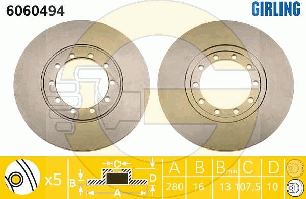 Girling 6060494 - Тормозной диск autospares.lv