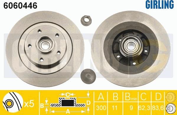 Girling 6060446 - Тормозной диск autospares.lv