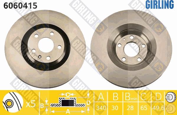 Girling 6060415 - Тормозной диск autospares.lv