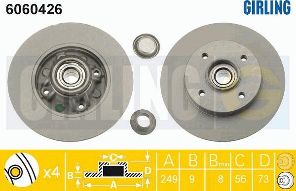 Girling 6060426 - Тормозной диск autospares.lv