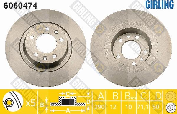 Girling 6060474 - Тормозной диск autospares.lv