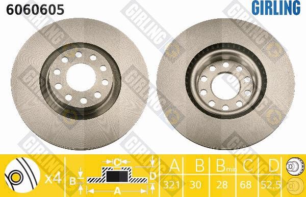 Girling 6060605 - Тормозной диск autospares.lv