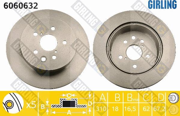 Girling 6060632 - Тормозной диск autospares.lv