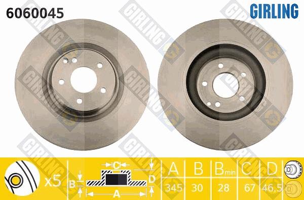 Girling 6060045 - Тормозной диск autospares.lv